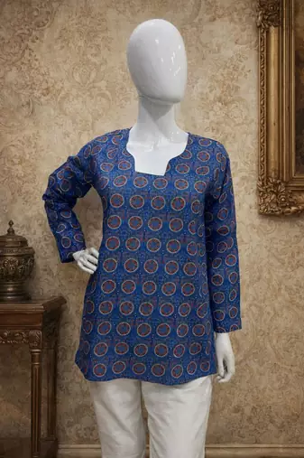 Blue color muslin formal looks kurta for girls