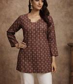 Brown color muslin fabric formal looks kurta for girls