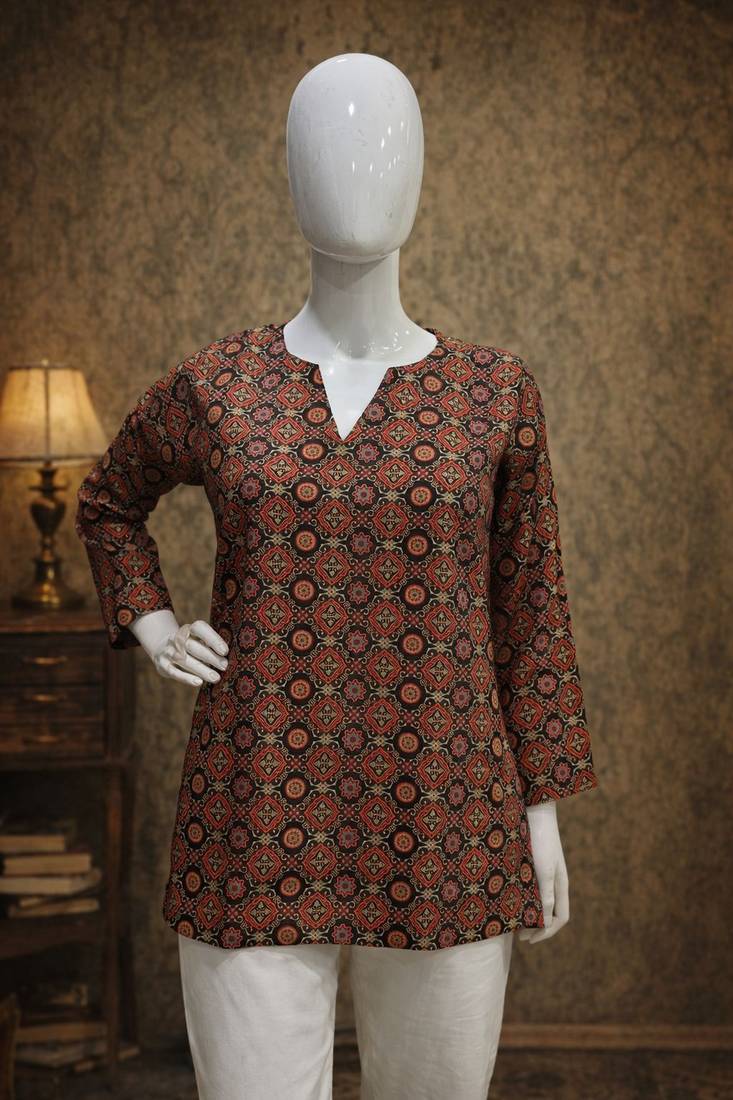 Coffee color muslin fabric formal looks kurta for girls