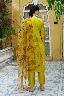Lemon color viscose rayon smart embroidered trendy salwar suit 2