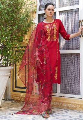 Maroon color viscose rayon smart embroidered trendy salwar suit 1