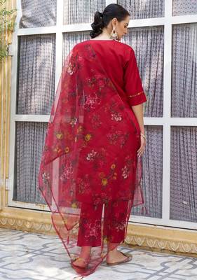Maroon color viscose rayon smart embroidered trendy salwar suit 2