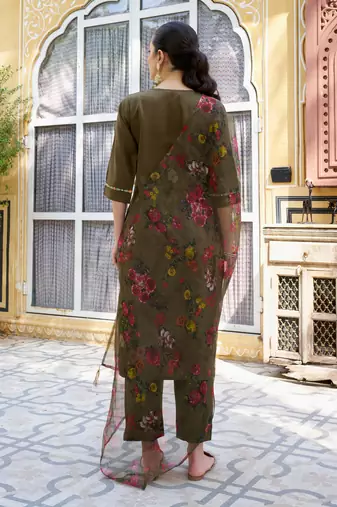 Mahendi color viscose rayon smart embroidered trendy salwar suit