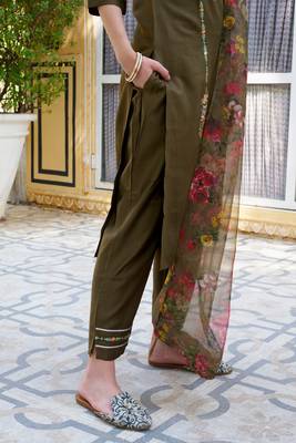 Mahendi color viscose rayon smart embroidered trendy salwar suit 4