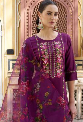 Purple color viscose rayon smart embroidered trendy salwar suit 3