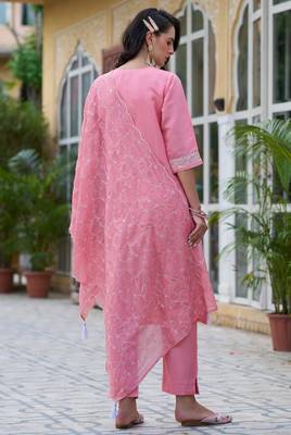 Pink color silk blend smart embroidered trendy salwar suit 2
