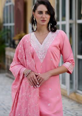 Pink color silk blend smart embroidered trendy salwar suit 3