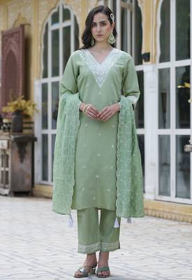Pista color silk blend smart embroidered trendy salwar suit 1