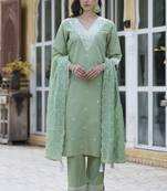 Pista color silk blend fabric smart embroidered girlie trendy salwar suit