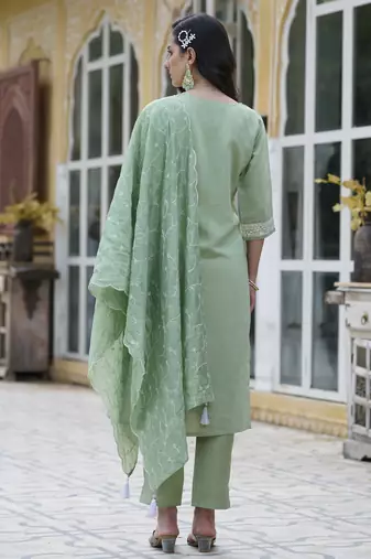 Pista color silk blend smart embroidered trendy salwar suit