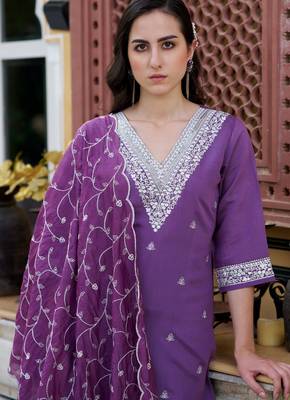 Purple color silk blend smart embroidered trendy salwar suit 3