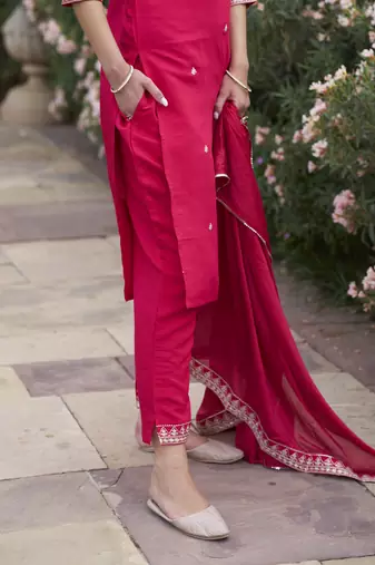 Pink color silk blend smart embroidered trendy salwar suit