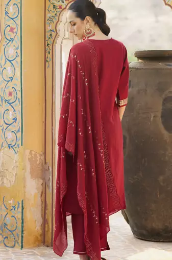 Maroon color viscose rayon smart embroidered trendy salwar suit