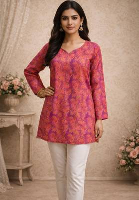 Purple color digital printed muslin foral kurta 1