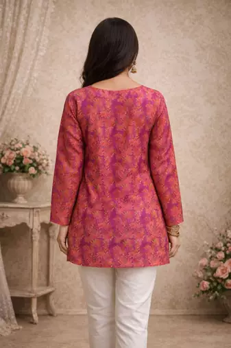 Purple color digital printed muslin foral kurta