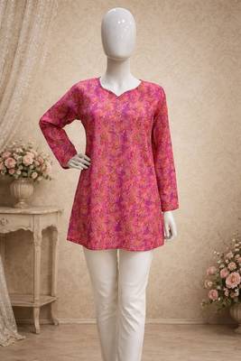 Purple color digital printed muslin foral kurta 5