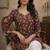 Wine color designer digital printed muslin fabric foral ethnic kurta