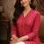 Pink color designer digital printed muslin fabric foral ethnic kurta
