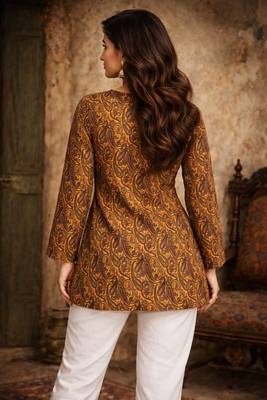 Orange color digital printed muslin foral kurta 2