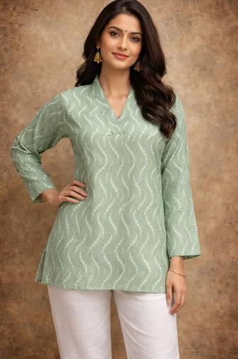 Pista color designer digital printed muslin fabric foral ethnic kurta