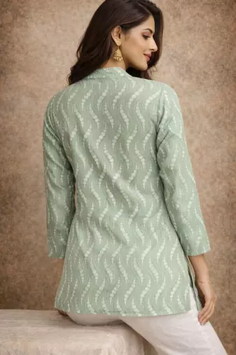 Pista color digital printed muslin foral kurta