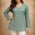 Green color designer digital printed muslin fabric foral ethnic kurta