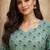 Green color designer digital printed muslin fabric foral ethnic kurta