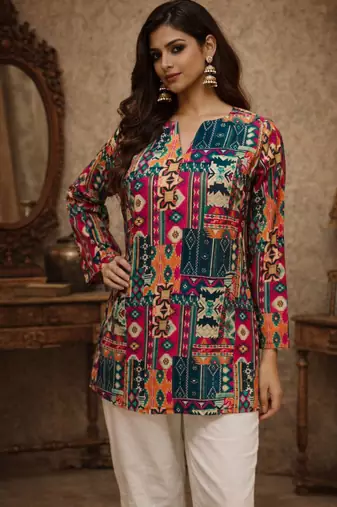 Multy color designer digital printed muslin fabric foral ethnic kurta