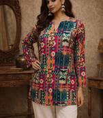 Multy color designer digital printed muslin fabric foral ethnic kurta