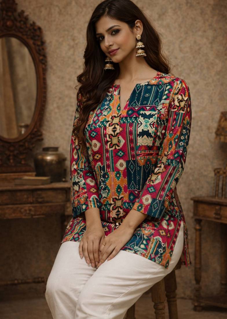 Multy color designer digital printed muslin fabric foral ethnic kurta