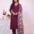 Wine color poly silk fabric smart ethnic partywear kurta set