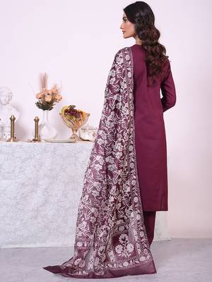 Wine color poly silk smart partywear kurta set 2