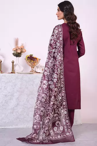 Wine color poly silk smart partywear kurta set