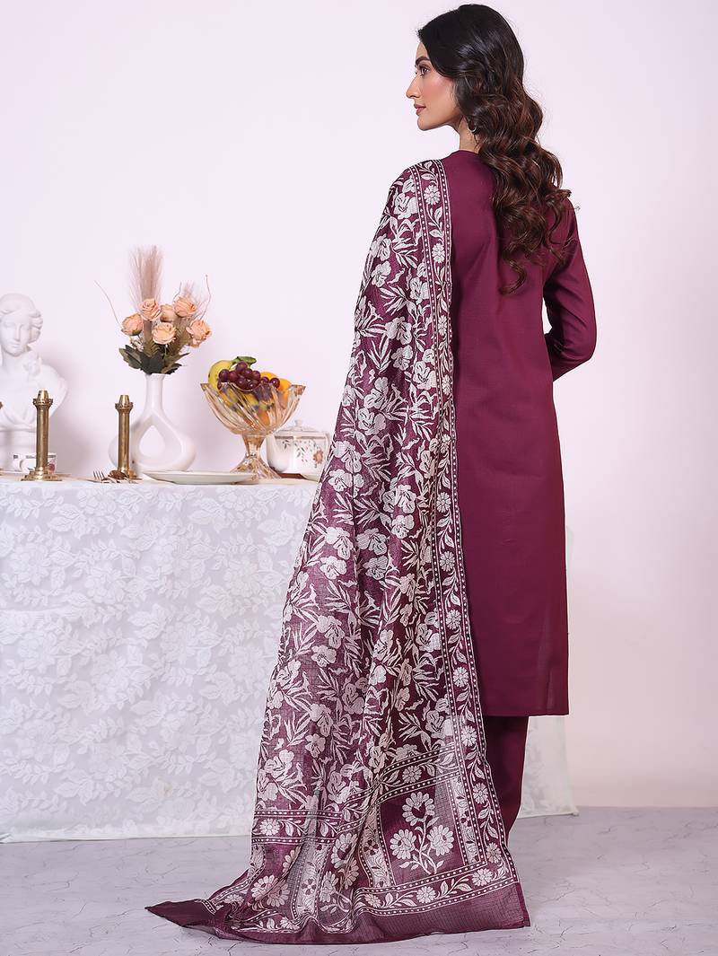 Wine color poly silk fabric smart ethnic partywear kurta set