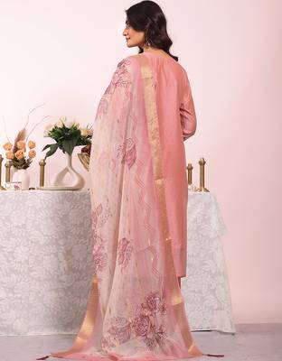 Pink color poly silk smart partywear kurta set 2