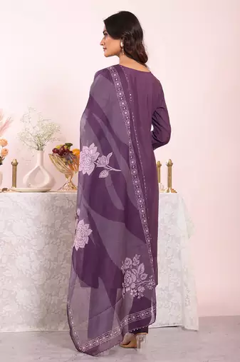 Purple color poly silk smart partywear kurta set