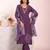Purple color poly silk fabric smart ethnic partywear kurta set