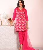 Pink color poly silk fabric smart ethnic partywear kurta set