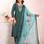 Teal color poly silk fabric smart ethnic partywear kurta set