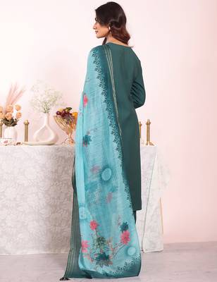 Teal color poly silk smart partywear kurta set 2