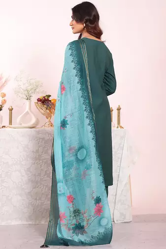 Teal color poly silk smart partywear kurta set