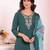 Teal color poly silk fabric smart ethnic partywear kurta set