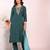 Teal color poly silk fabric smart ethnic partywear kurta set