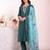 Teal color poly silk fabric smart ethnic partywear kurta set