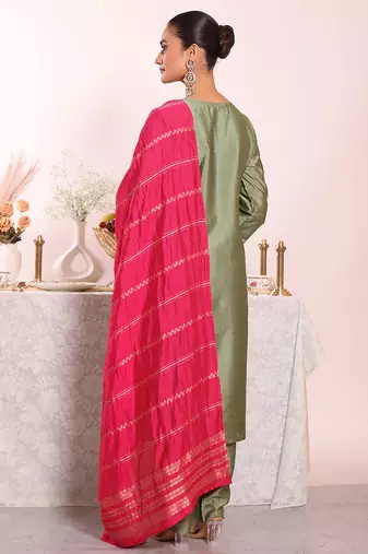 Grey color poly silk smart partywear kurta set