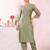 Grey color poly silk fabric smart ethnic partywear kurta set