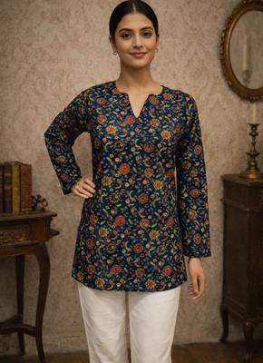 Blue color digital printed formal rich looks kurta for girls 1
