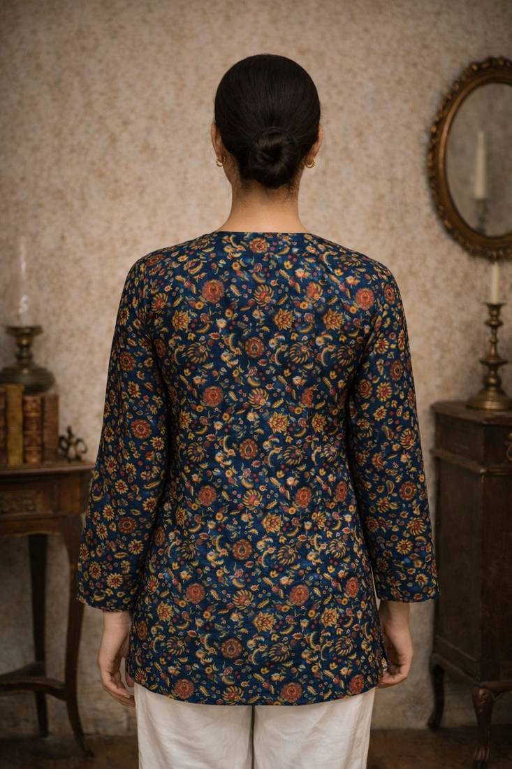 Blue color designer digital printed formal rich looks kurta for girls