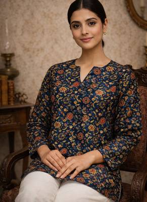 Blue color digital printed formal rich looks kurta for girls 3
