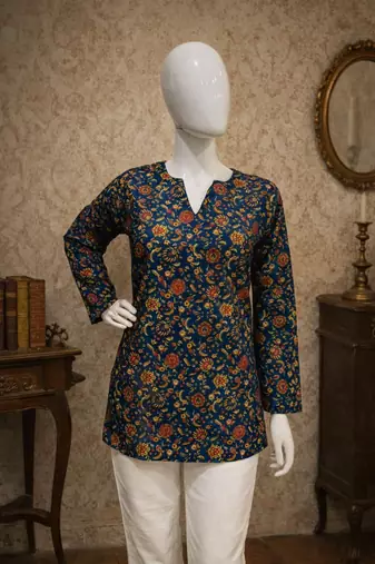 Blue color digital printed formal rich looks kurta for girls